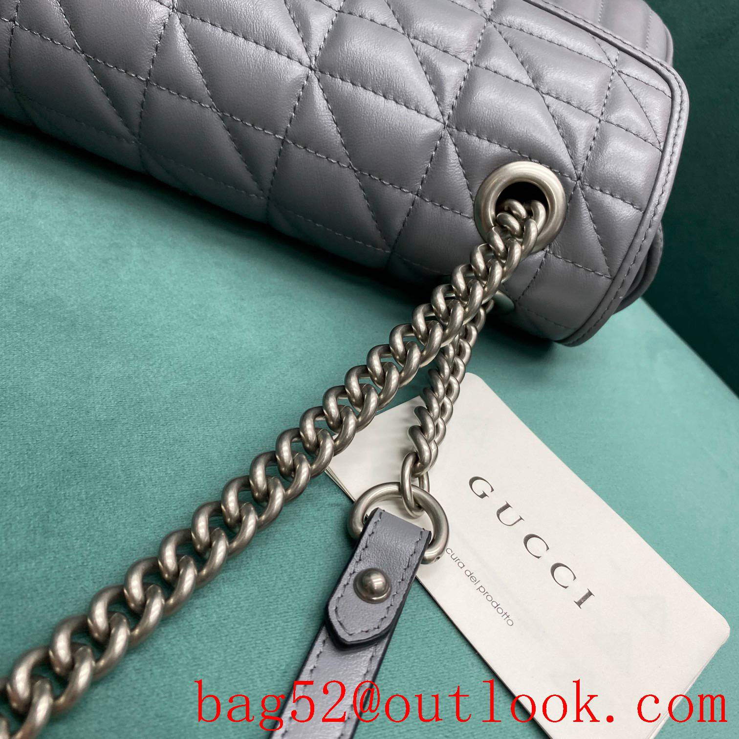 Gucci marmont medium Classic plaid mixed line connection grey women's chain handbag