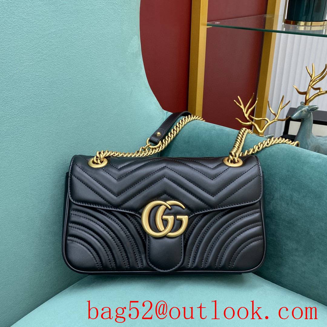 Gucci marmont medium original leather navy blue women's chain handbag