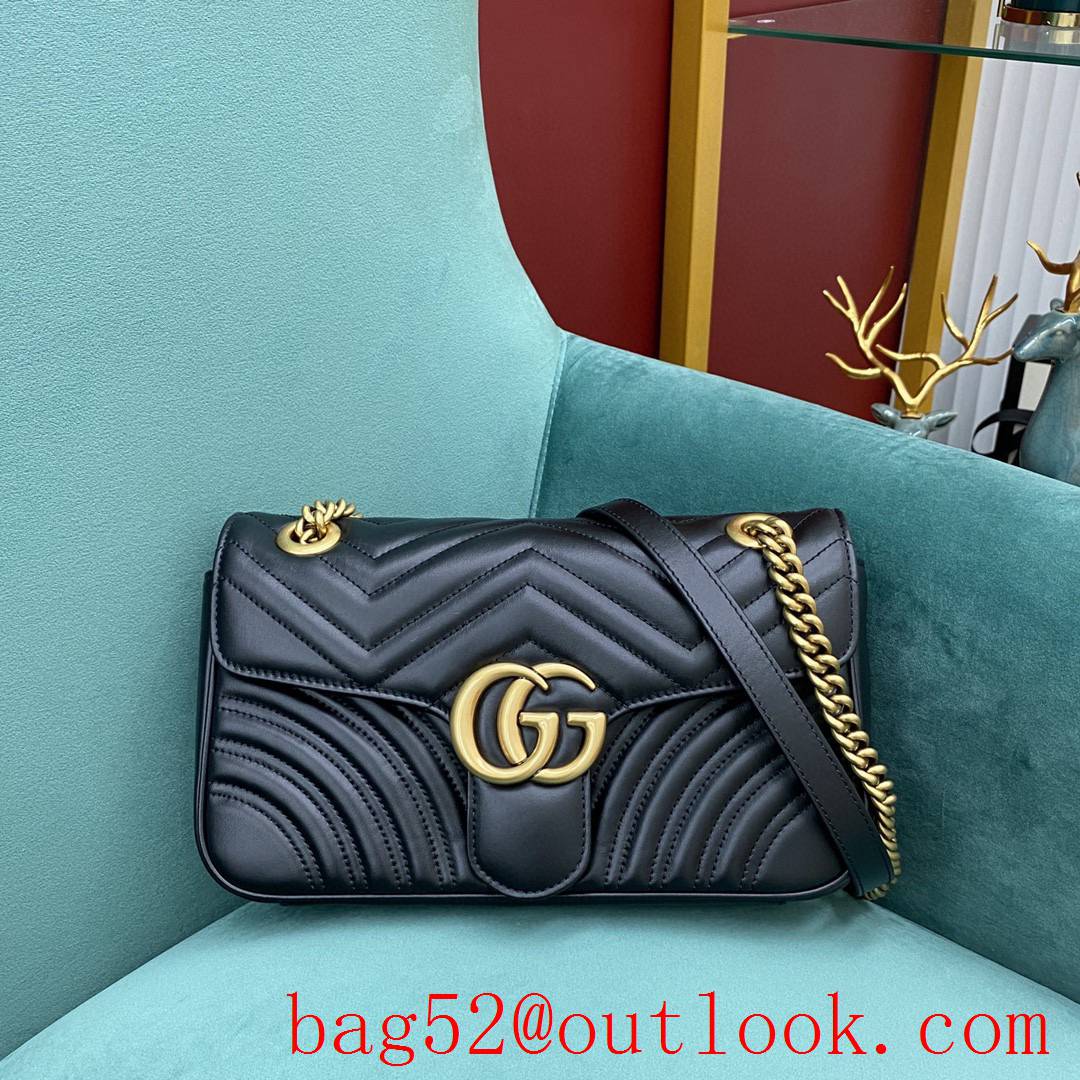 Gucci marmont medium original leather navy blue women's chain handbag