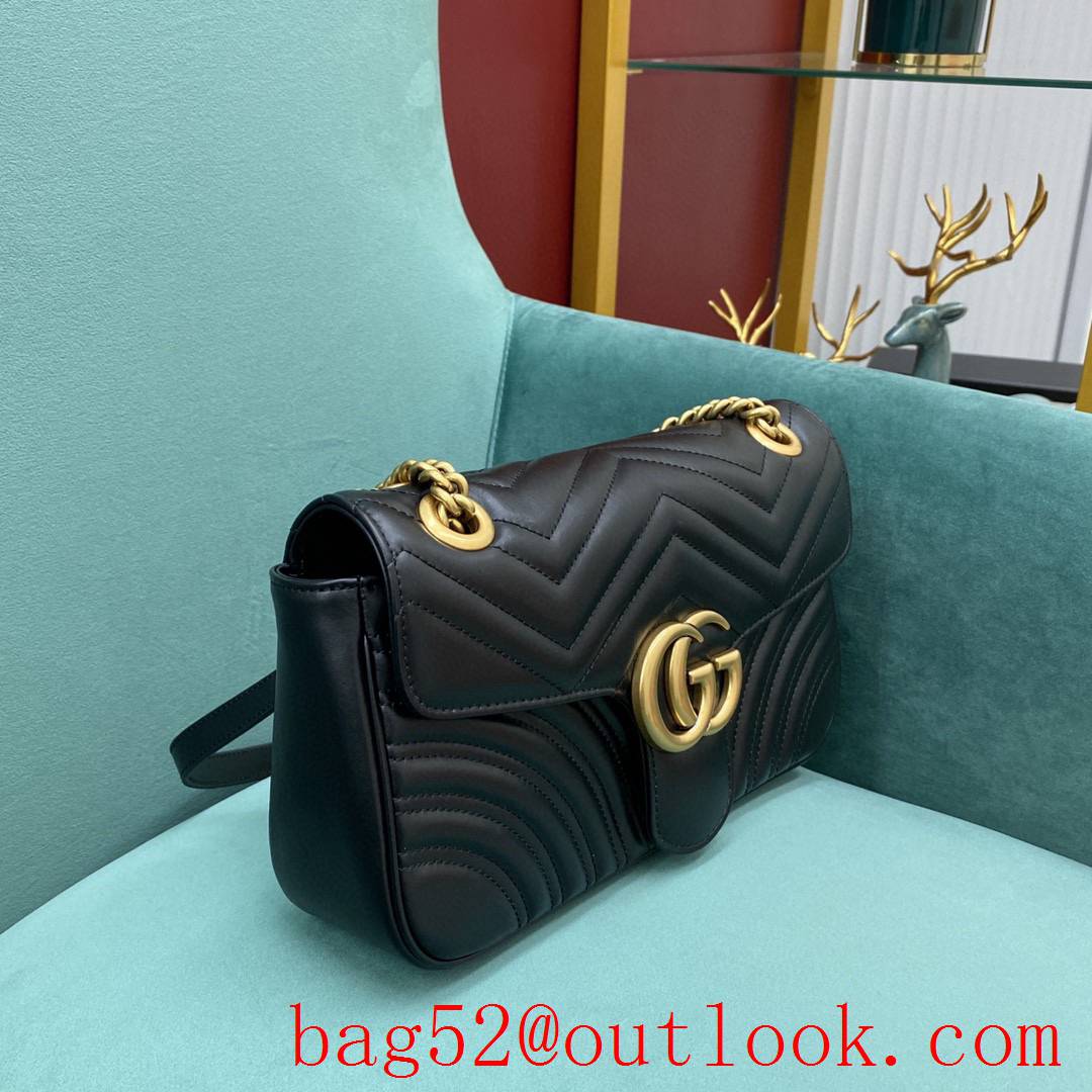 Gucci marmont medium original leather navy blue women's chain handbag