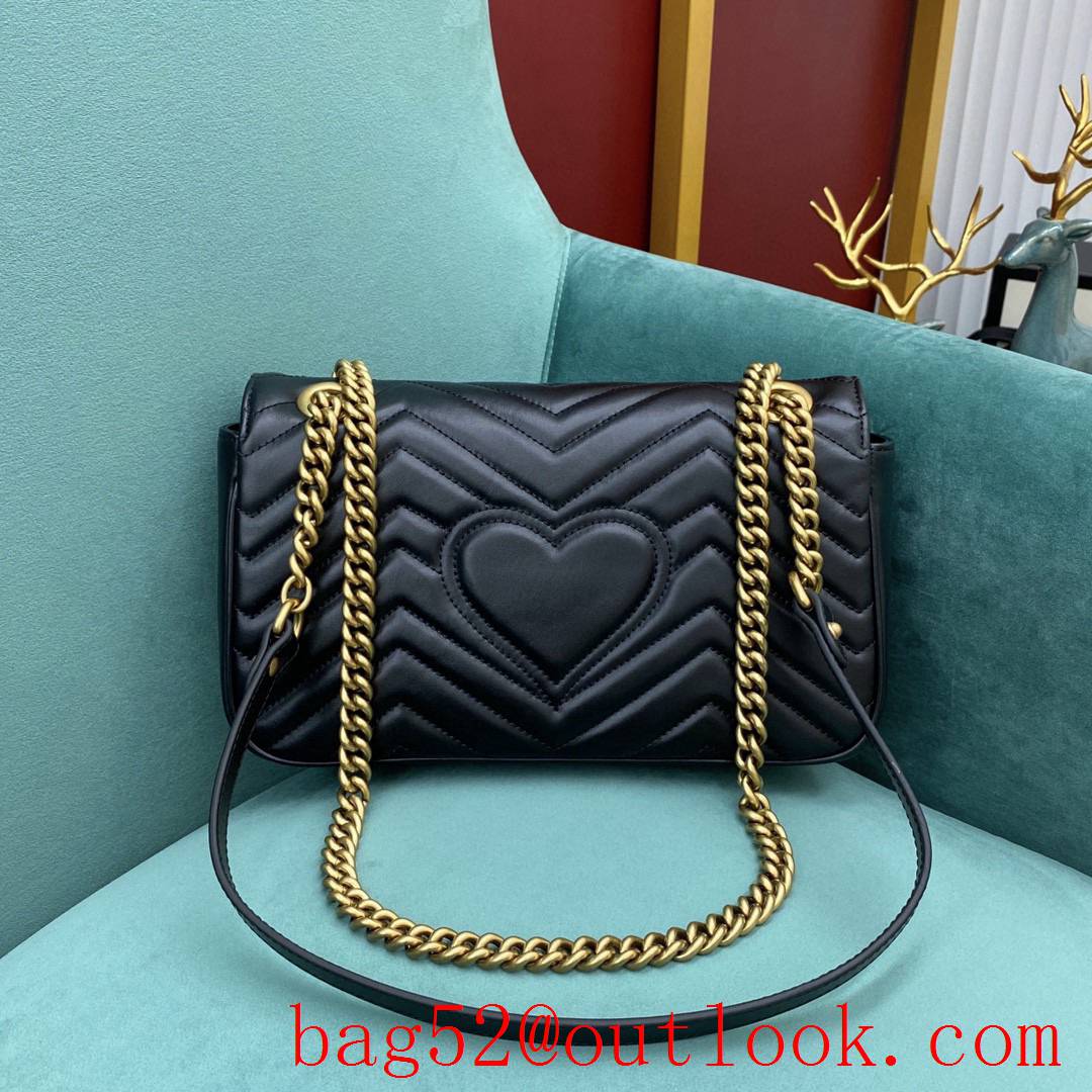 Gucci marmont medium original leather navy blue women's chain handbag