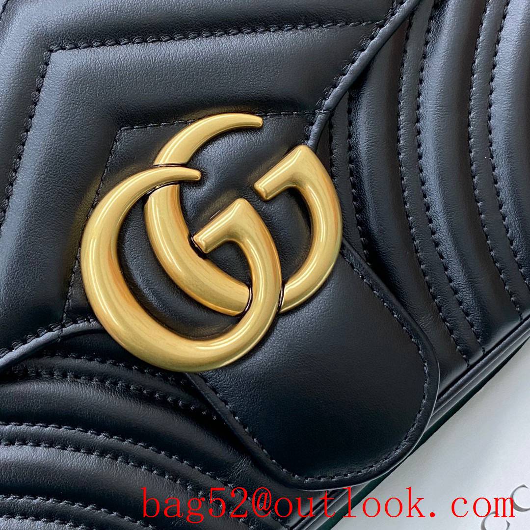 Gucci marmont medium original leather navy blue women's chain handbag