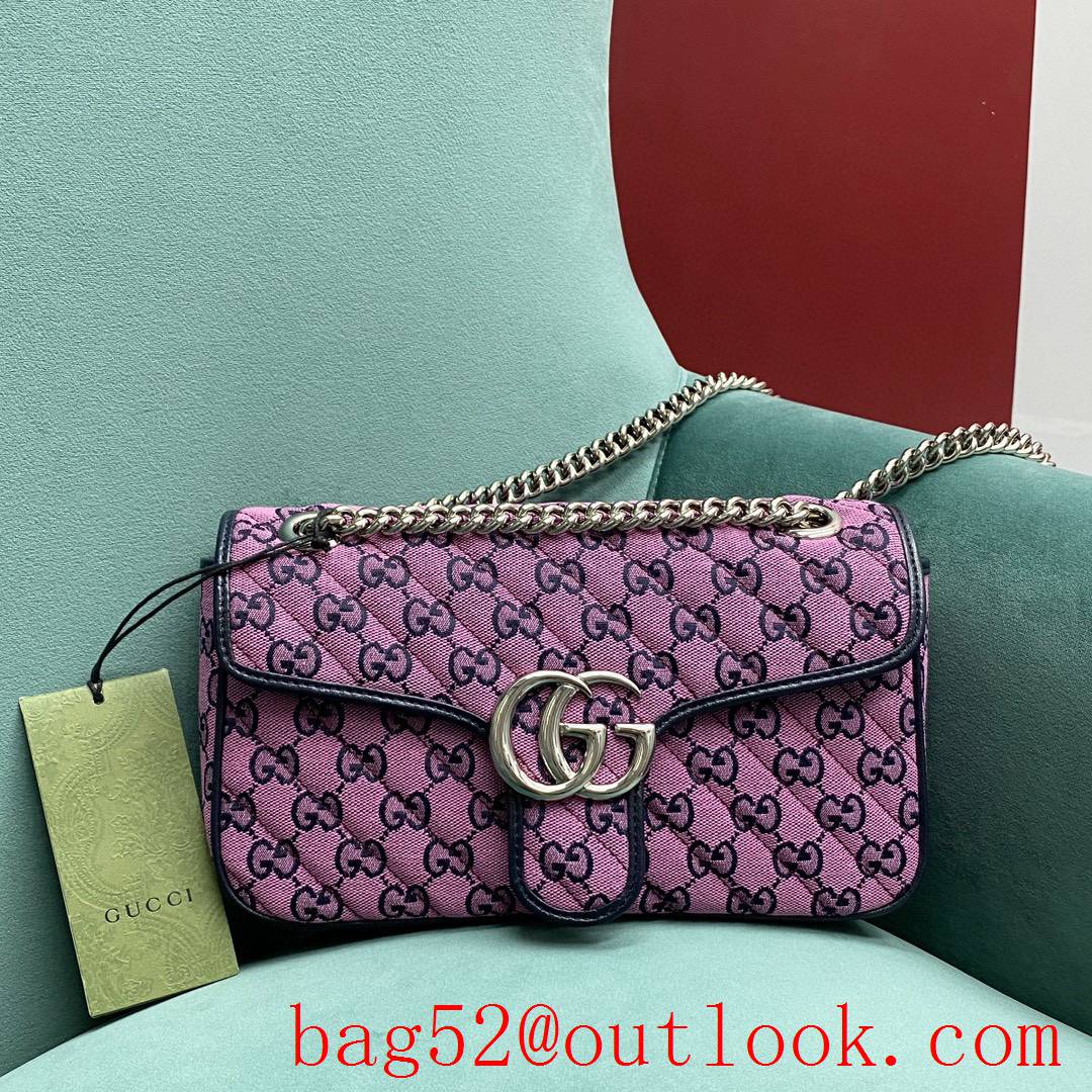 Gucci Multicolor medium Classic plaid mixed line connection purpule women's chain handbag