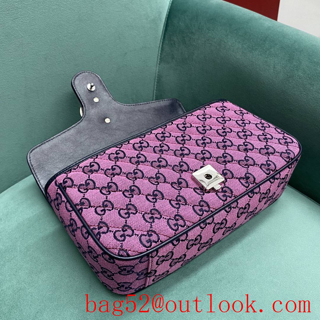 Gucci Multicolor medium Classic plaid mixed line connection purpule women's chain handbag