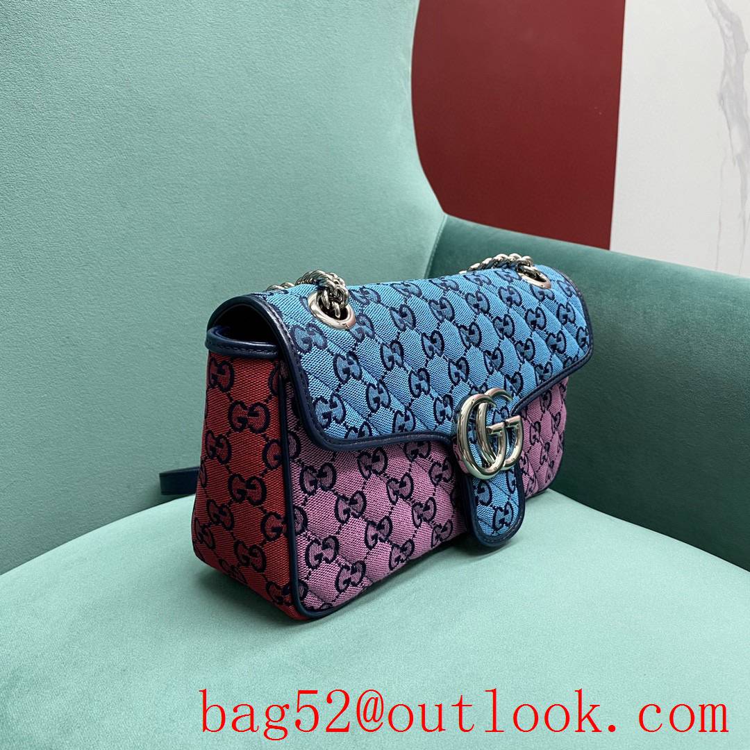 Gucci Multicolor medium Classic plaid mixed line connection blue purpule women's chain handbag