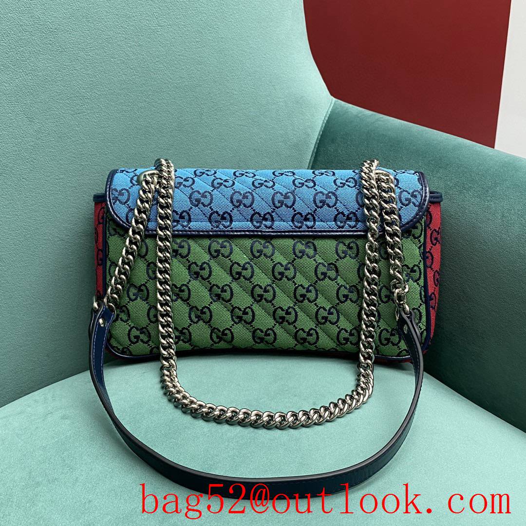 Gucci Multicolor medium Classic plaid mixed line connection blue purpule women's chain handbag