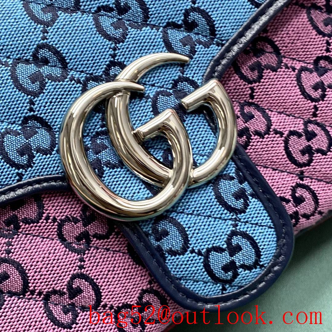 Gucci Multicolor medium Classic plaid mixed line connection blue purpule women's chain handbag