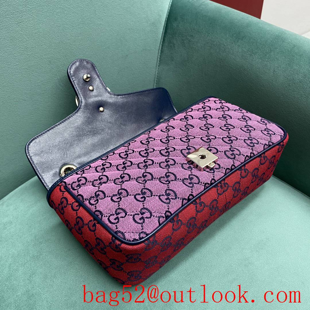 Gucci Multicolor medium Classic plaid mixed line connection blue purpule women's chain handbag