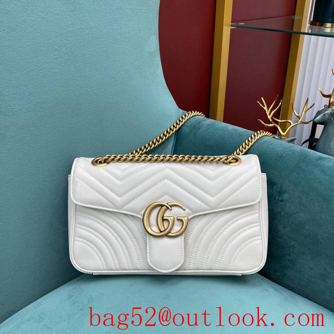 Gucci marmont medium original leather white women's chain handbag