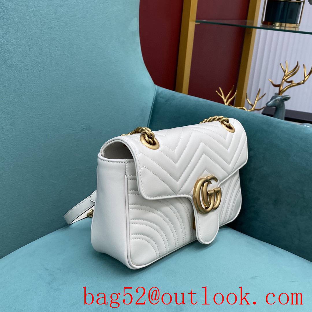 Gucci marmont medium original leather white women's chain handbag