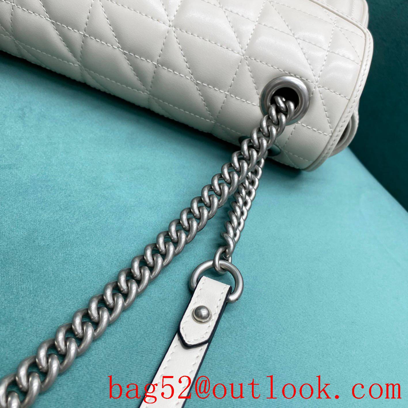 Gucci marmont medium Classic plaid mixed line connection white women's chain handbag