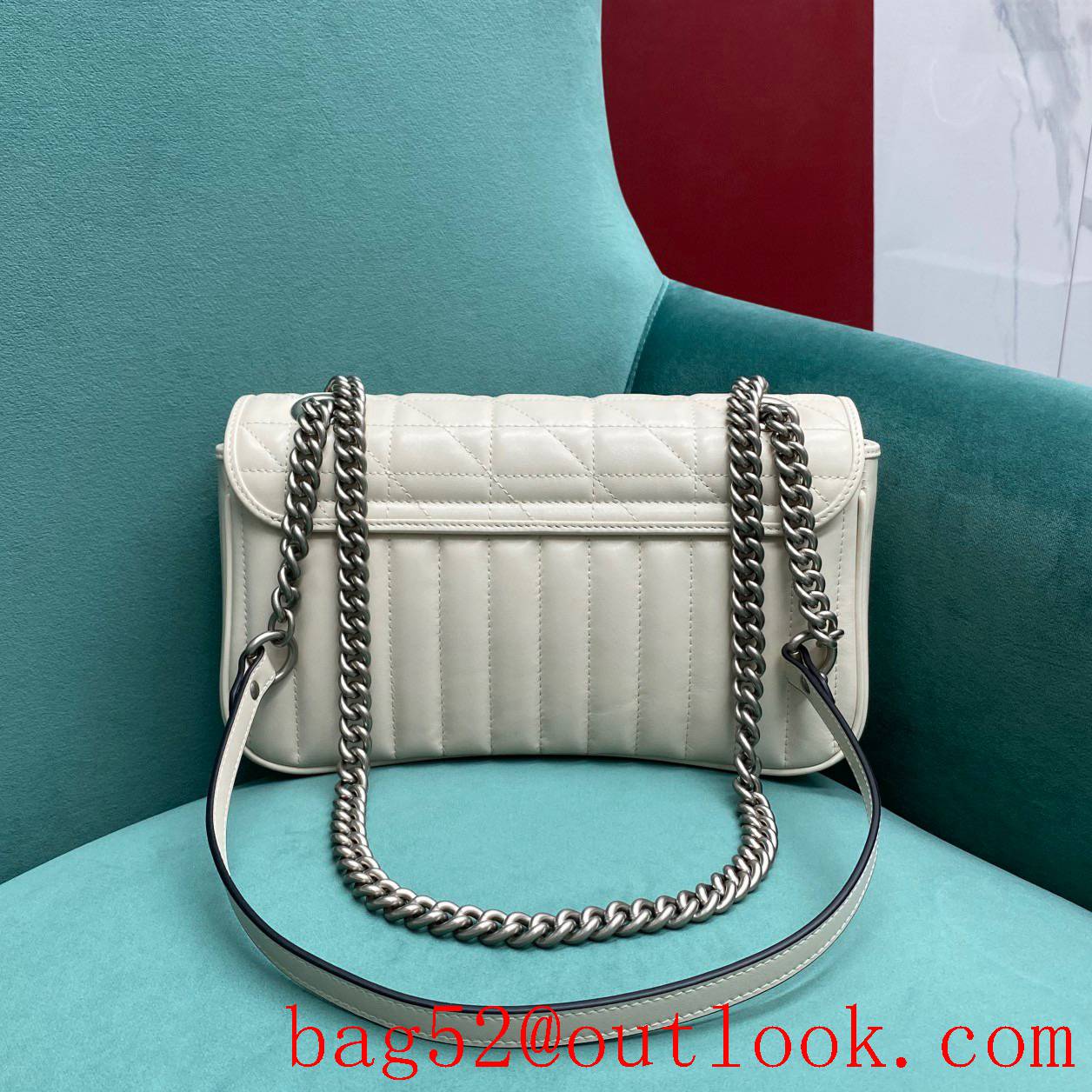 Gucci marmont medium Classic plaid mixed line connection white women's chain handbag