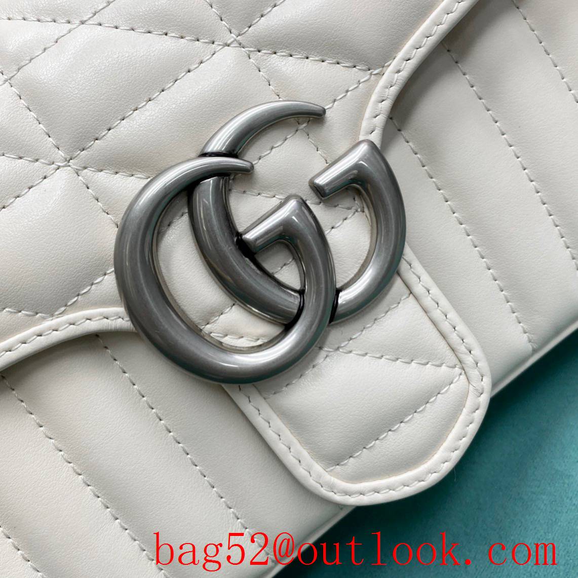 Gucci marmont medium Classic plaid mixed line connection white women's chain handbag