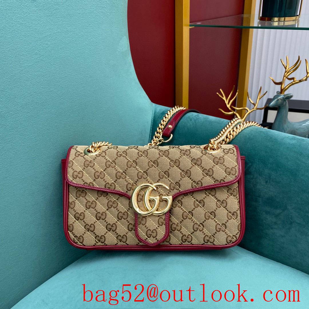 Gucci Marmont New color Original imported cloth lining with sheepskin winered shoulder handbag