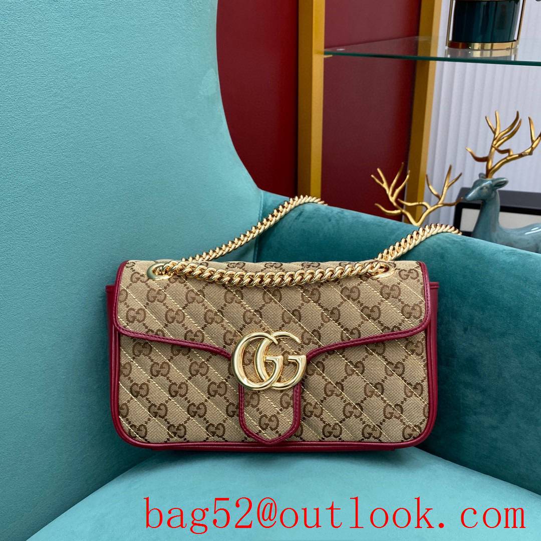 Gucci Marmont New color Original imported cloth lining with sheepskin winered shoulder handbag