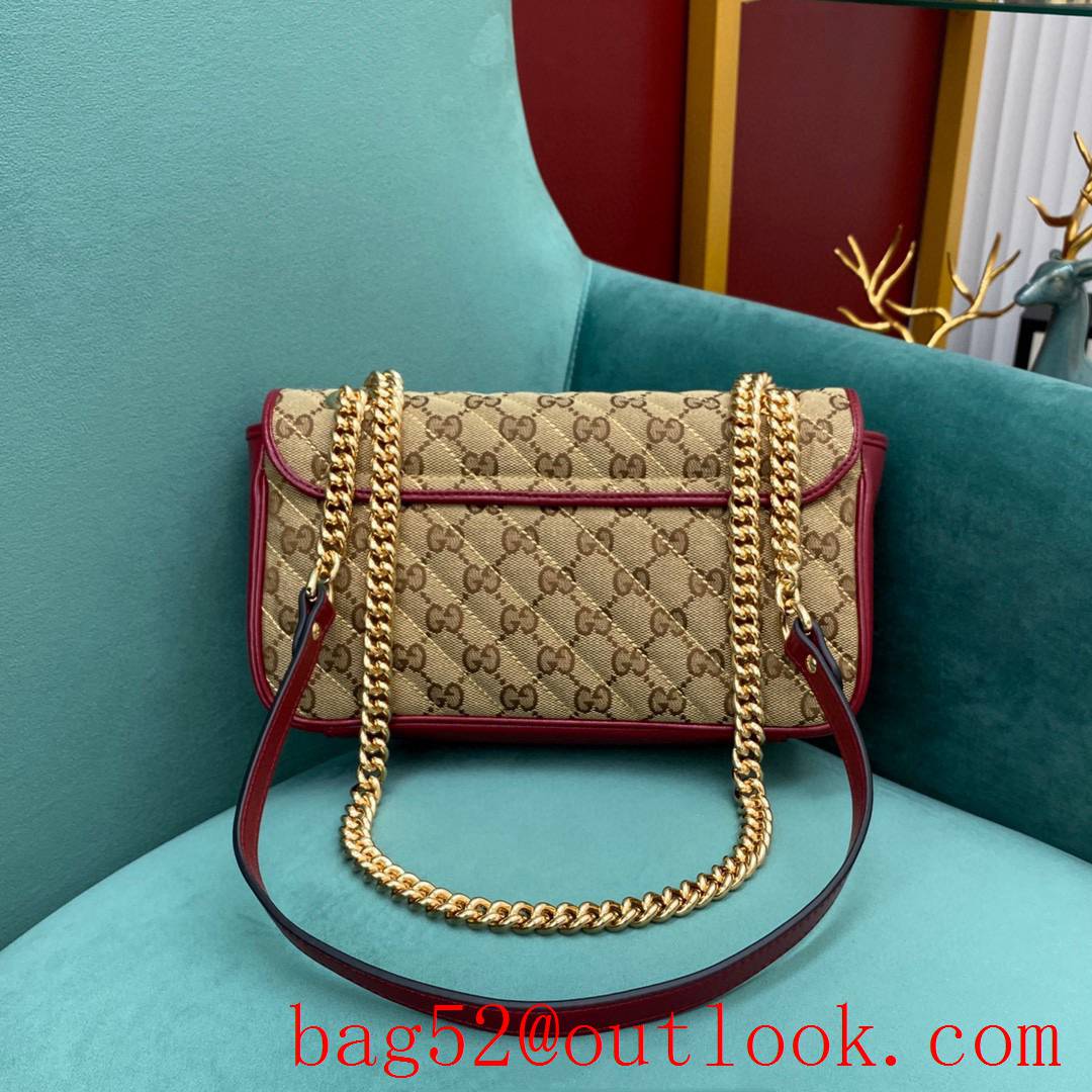 Gucci Marmont New color Original imported cloth lining with sheepskin winered shoulder handbag