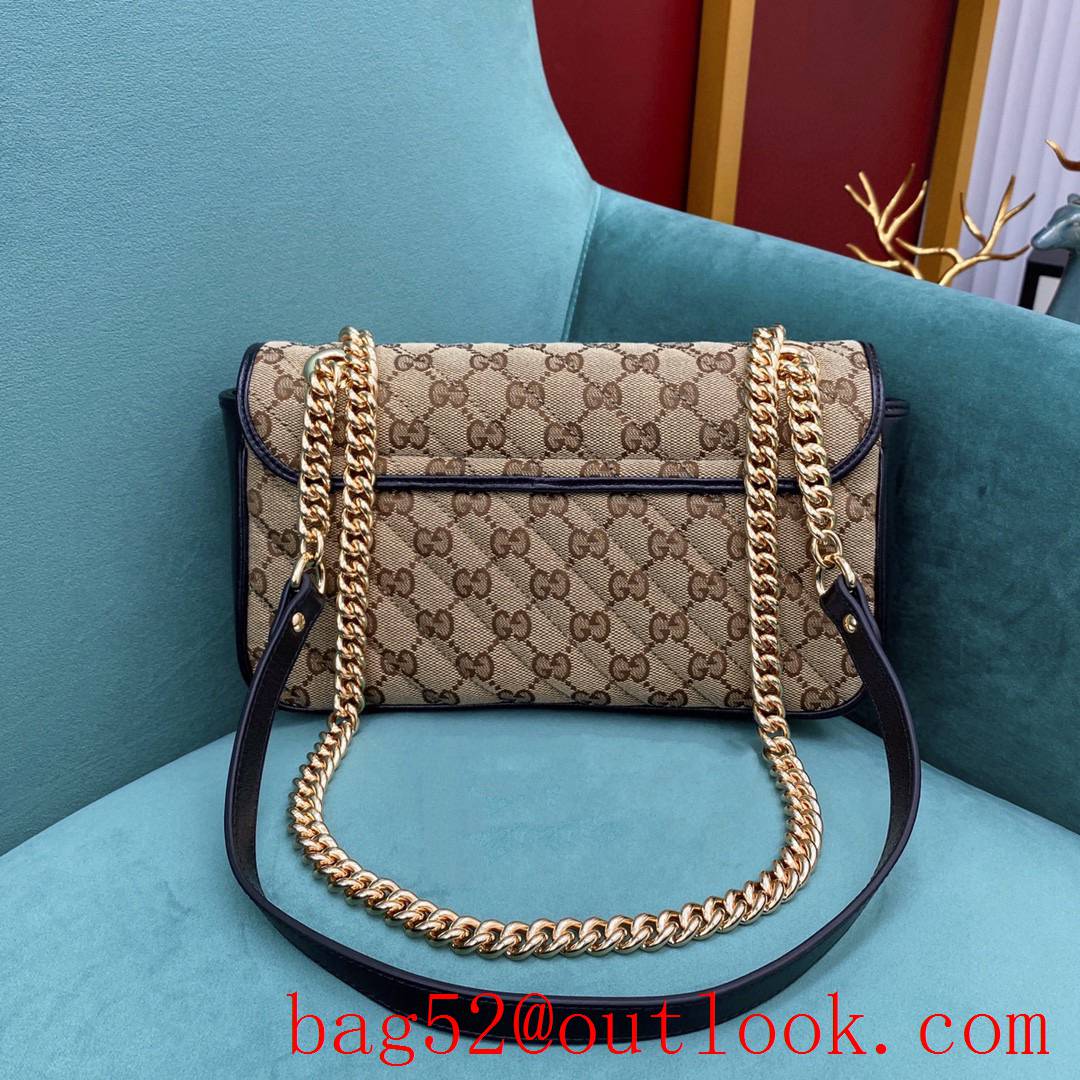 Gucci Marmont New color Original imported cloth lining with sheepskin navy blue shoulder handbag