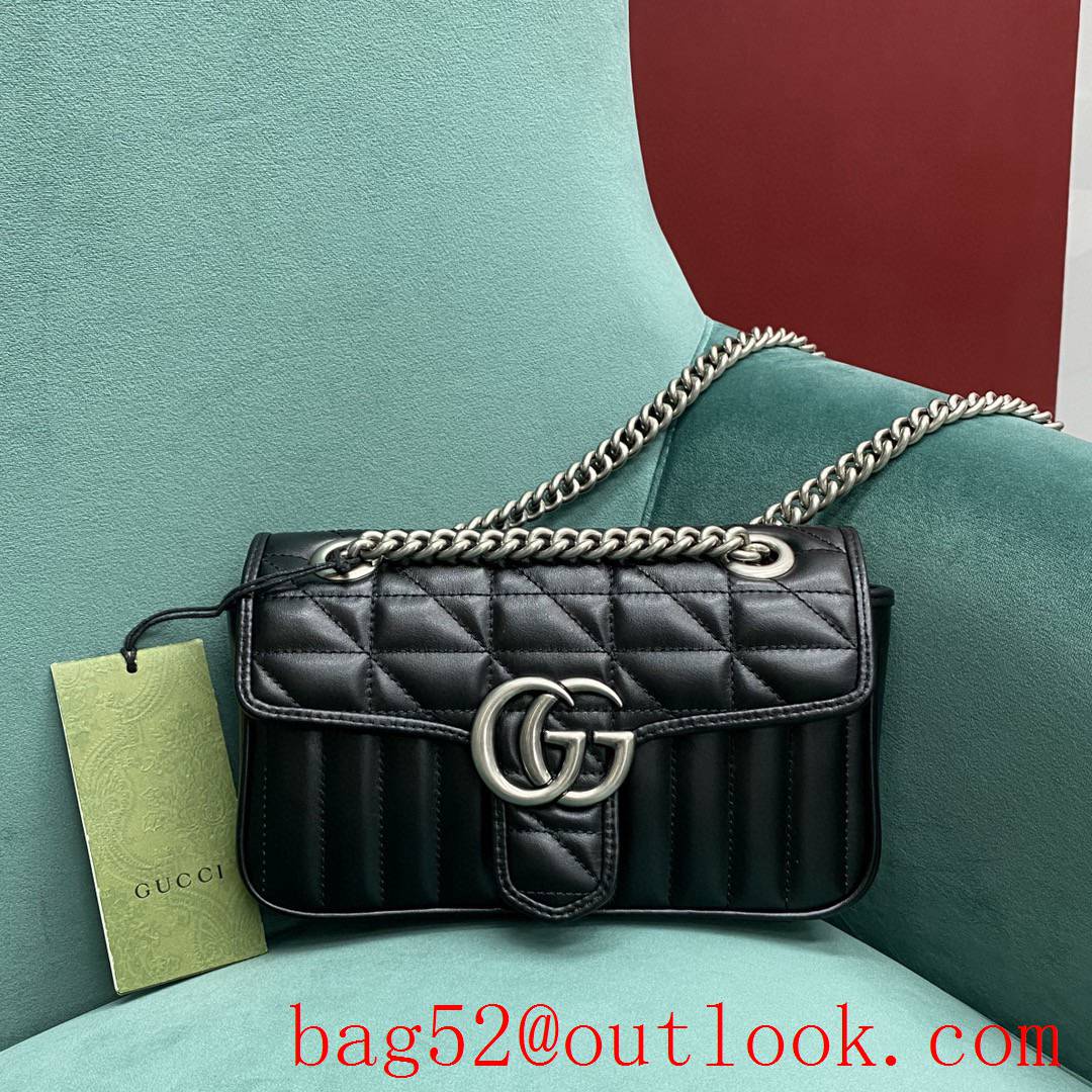 Gucci new GG Marmont black medium bag Antique Silver Double G Buckle crossbody shoulder handbag