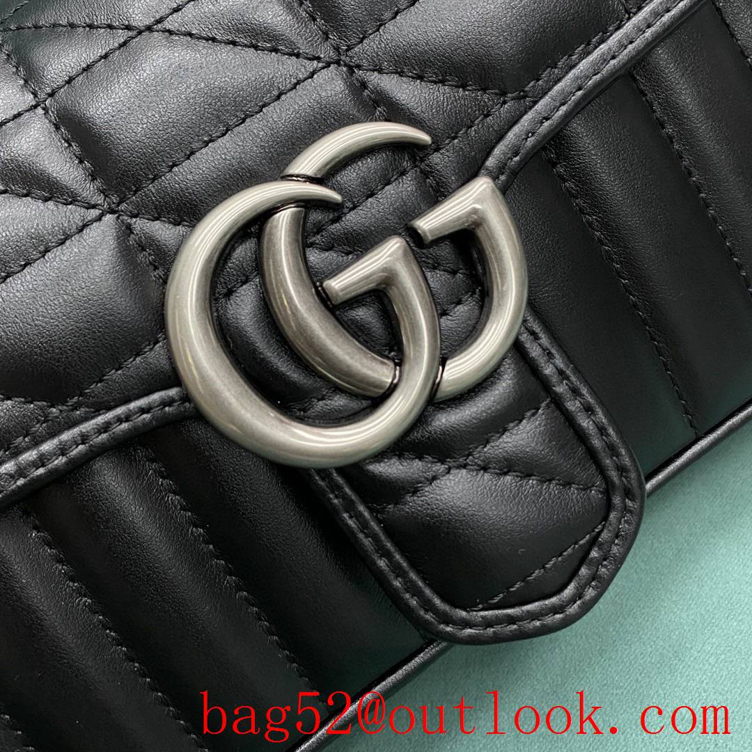 Gucci new GG Marmont black medium bag Antique Silver Double G Buckle crossbody shoulder handbag