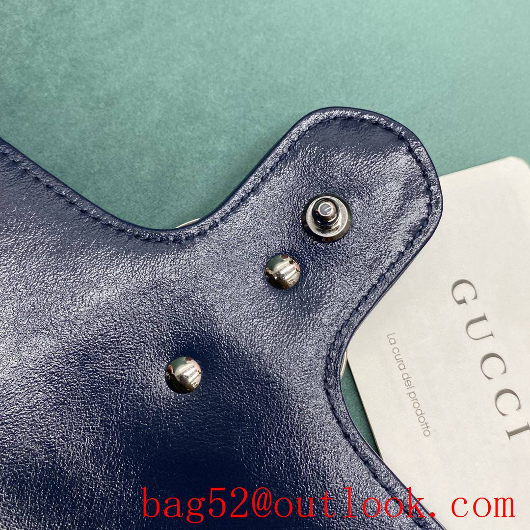 Gucci GG Multicolor classic double G logo diamond check rainbow color matching blue shoulder handbag