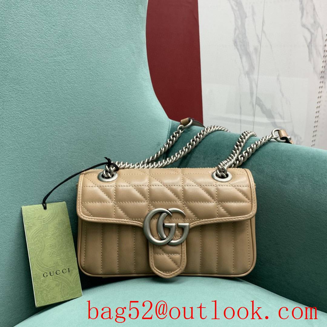 Gucci new GG Marmont camel medium bag Antique Silver Double G Buckle crossbody shoulder handbag