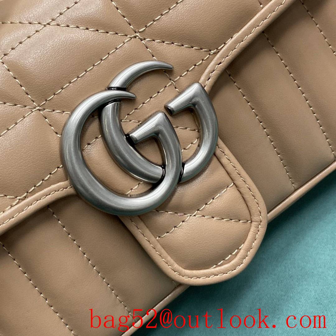 Gucci new GG Marmont camel medium bag Antique Silver Double G Buckle crossbody shoulder handbag