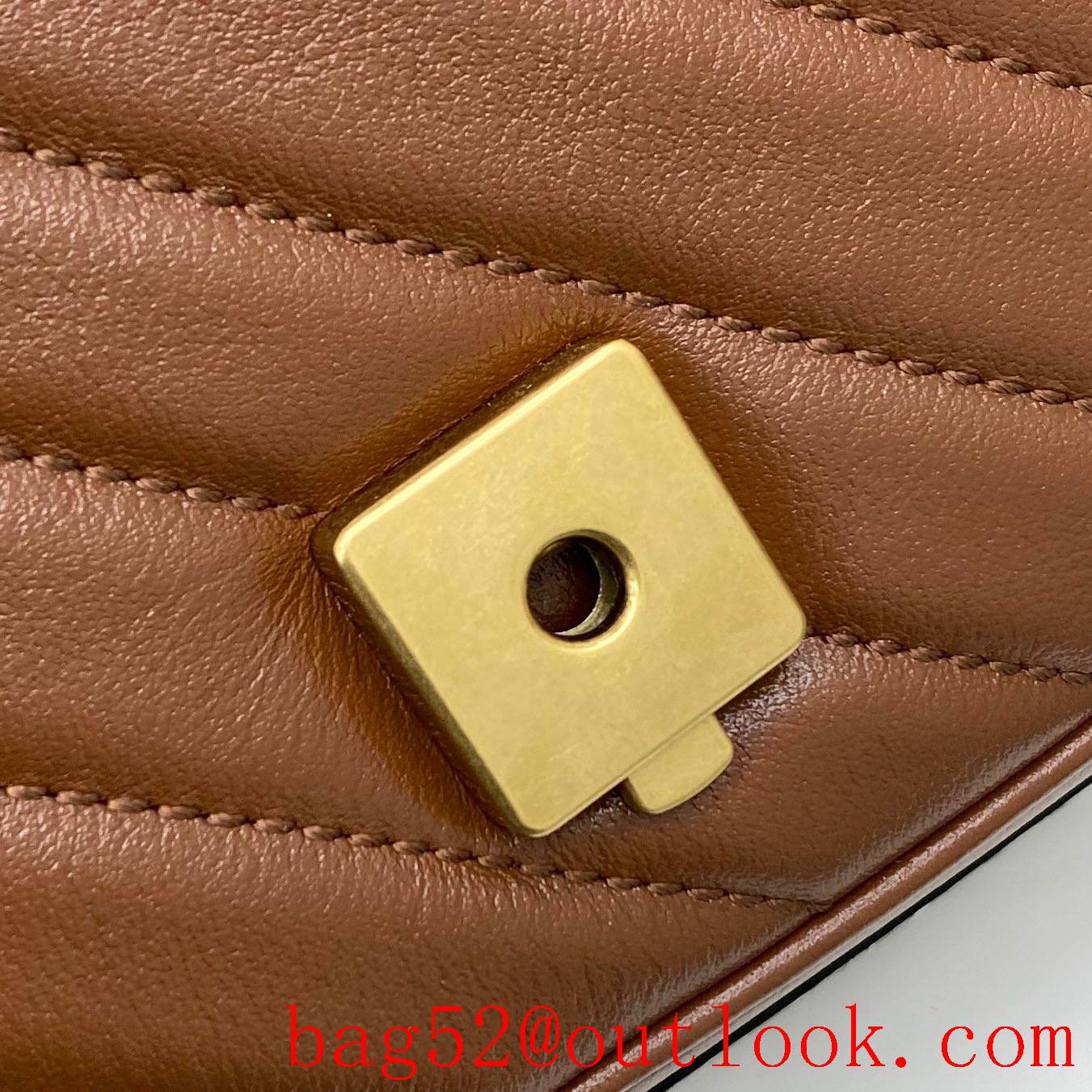 Gucci Now marmont original leather medium dark brown gold chain women's crossbody handbag