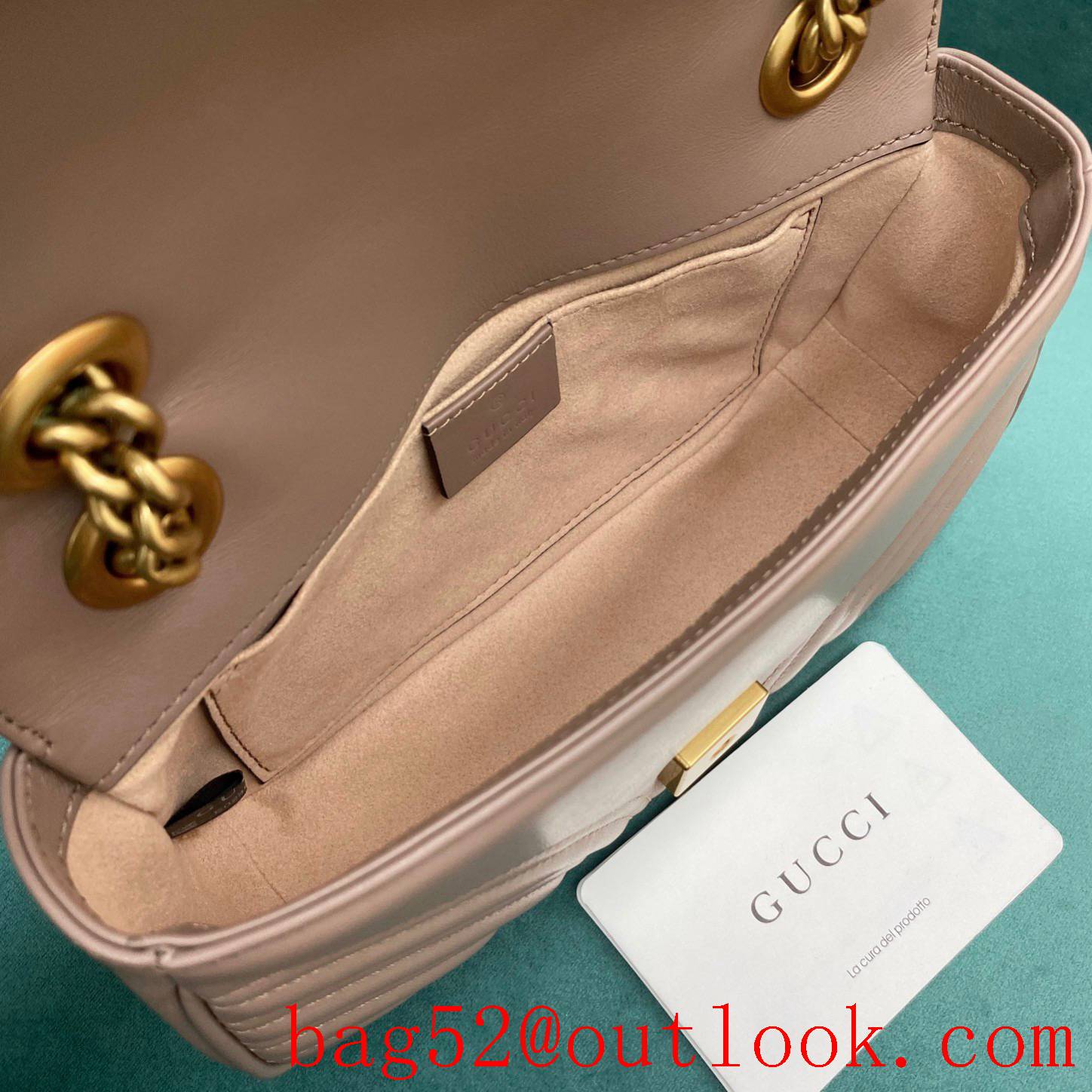 Gucci Now marmont original leather medium pink gold chain women's crossbody handbag