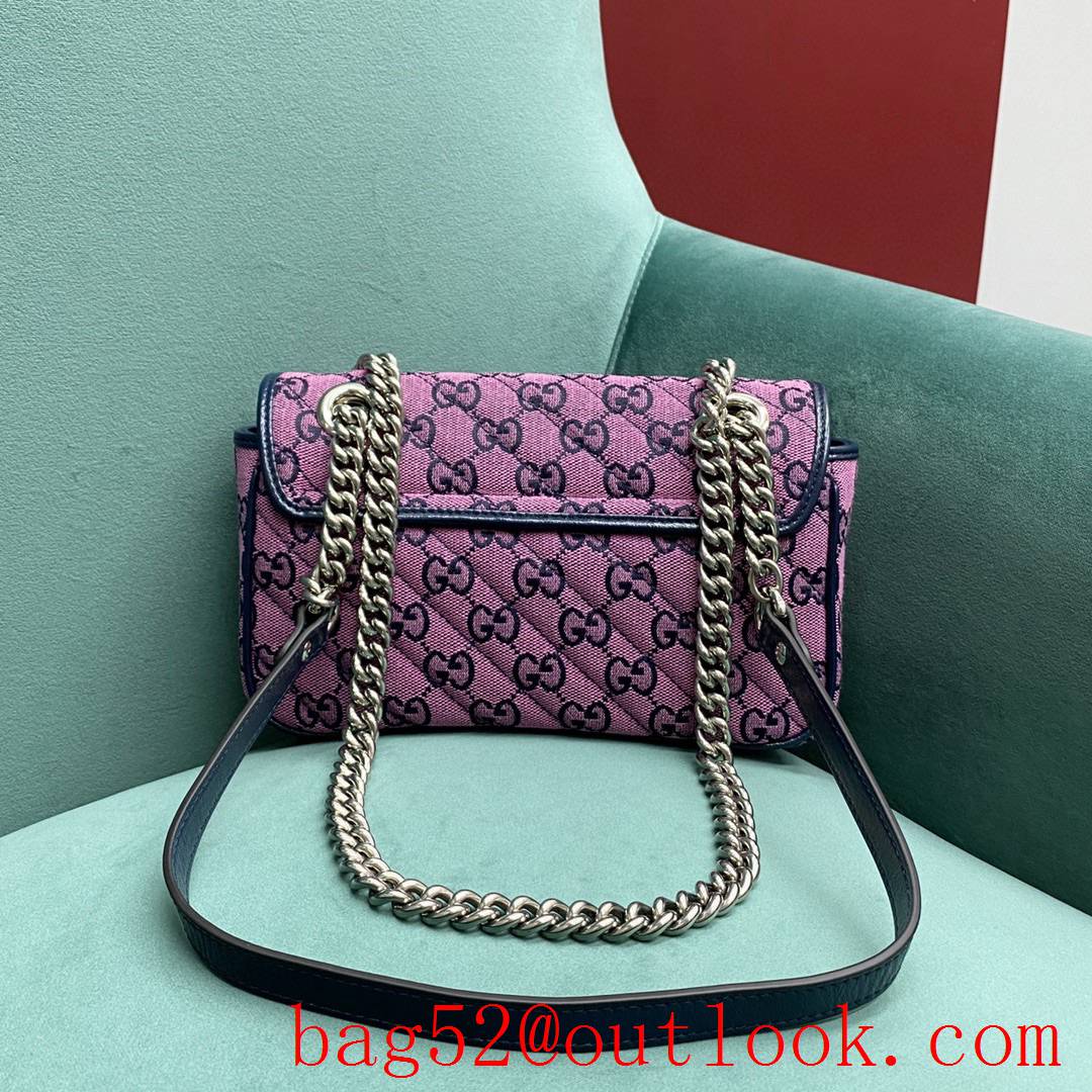 Gucci GG Multicolor classic double G logo diamond check rainbow color matching purpule shoulder handbag