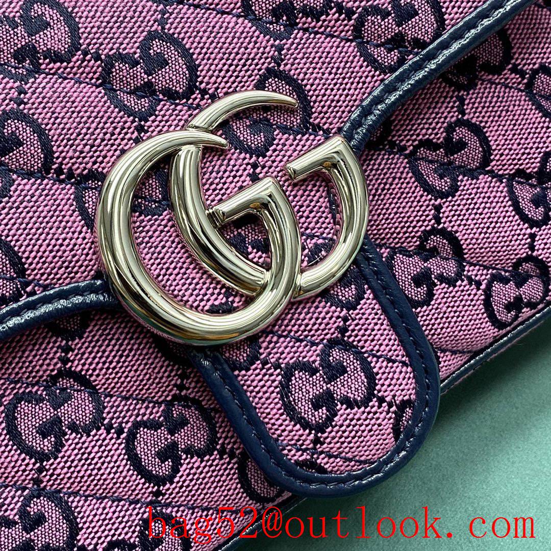 Gucci GG Multicolor classic double G logo diamond check rainbow color matching purpule shoulder handbag