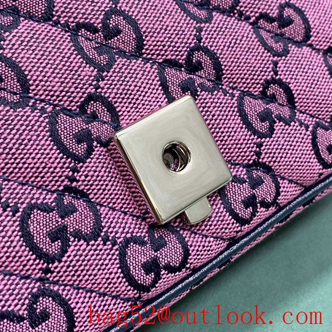 Gucci GG Multicolor classic double G logo diamond check rainbow color matching purpule shoulder handbag