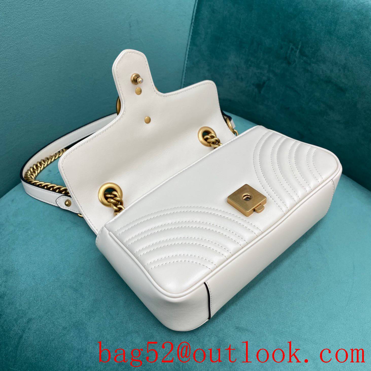 Gucci Now marmont original leather medium white gold chain women's crossbody handbag