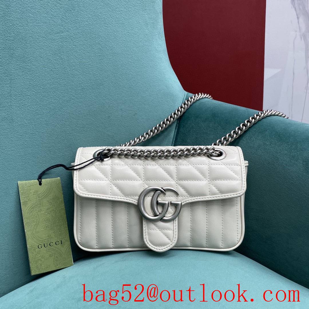Gucci new GG Marmont white medium bag Antique Silver Double G Buckle crossbody shoulder handbag