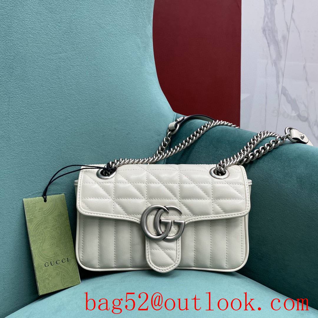 Gucci new GG Marmont white medium bag Antique Silver Double G Buckle crossbody shoulder handbag