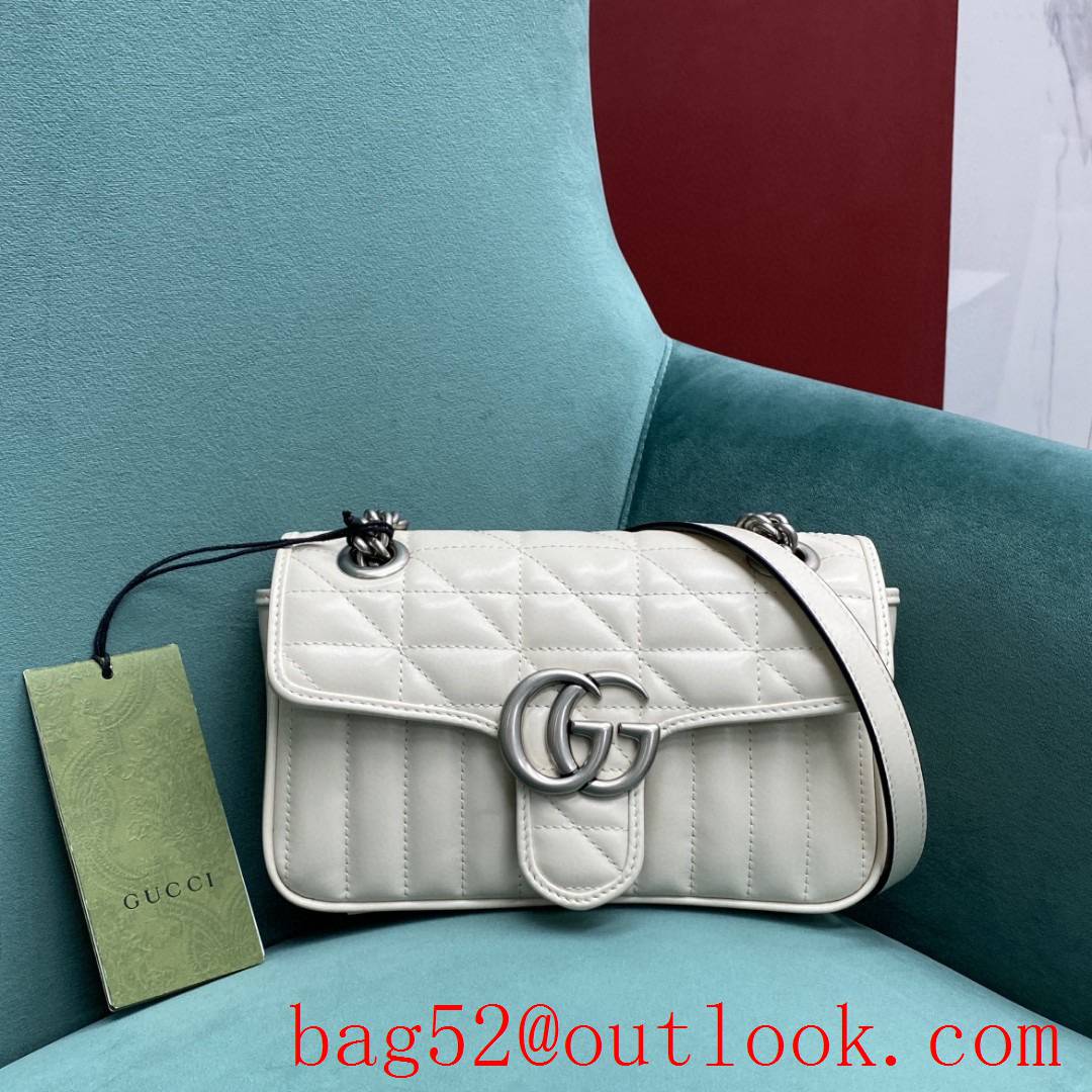 Gucci new GG Marmont white medium bag Antique Silver Double G Buckle crossbody shoulder handbag