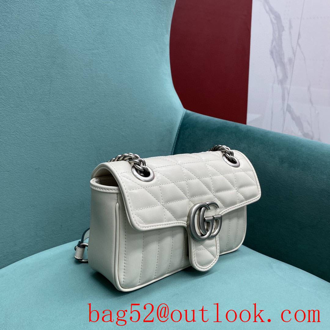 Gucci new GG Marmont white medium bag Antique Silver Double G Buckle crossbody shoulder handbag