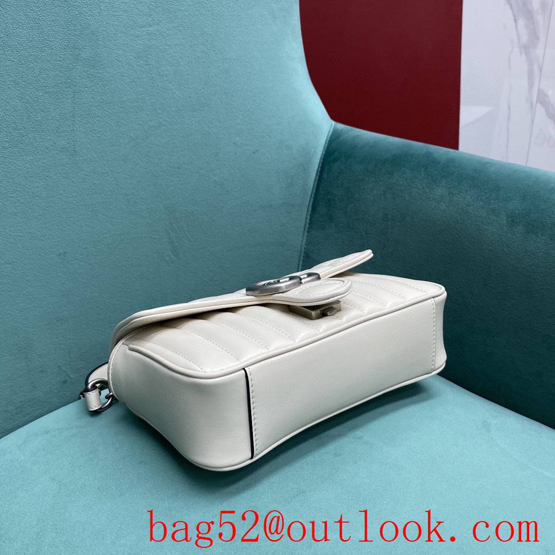 Gucci new GG Marmont white medium bag Antique Silver Double G Buckle crossbody shoulder handbag