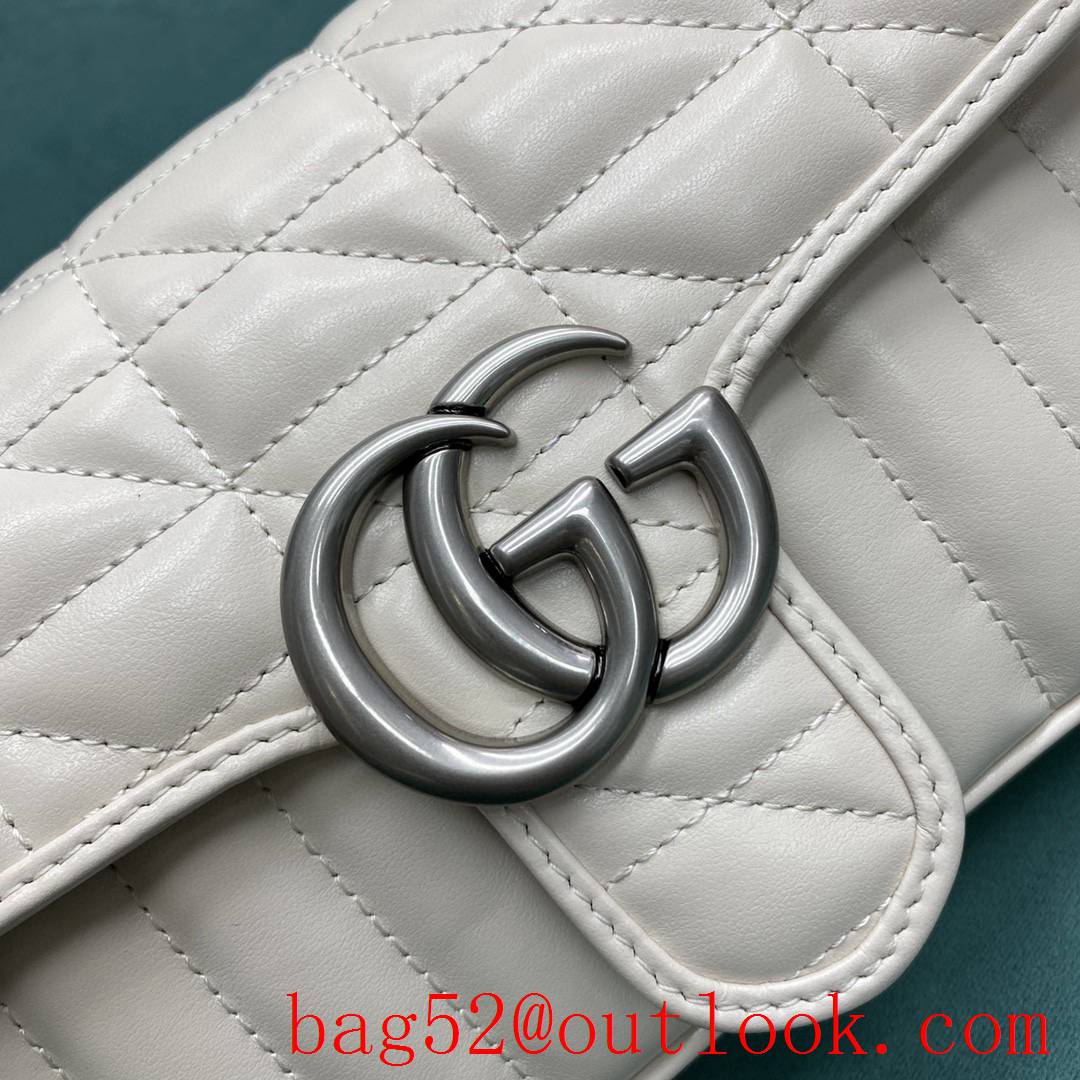 Gucci new GG Marmont white medium bag Antique Silver Double G Buckle crossbody shoulder handbag