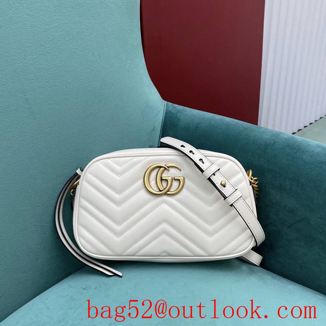 Gucci Marmont original leather white crossbody women's handbag