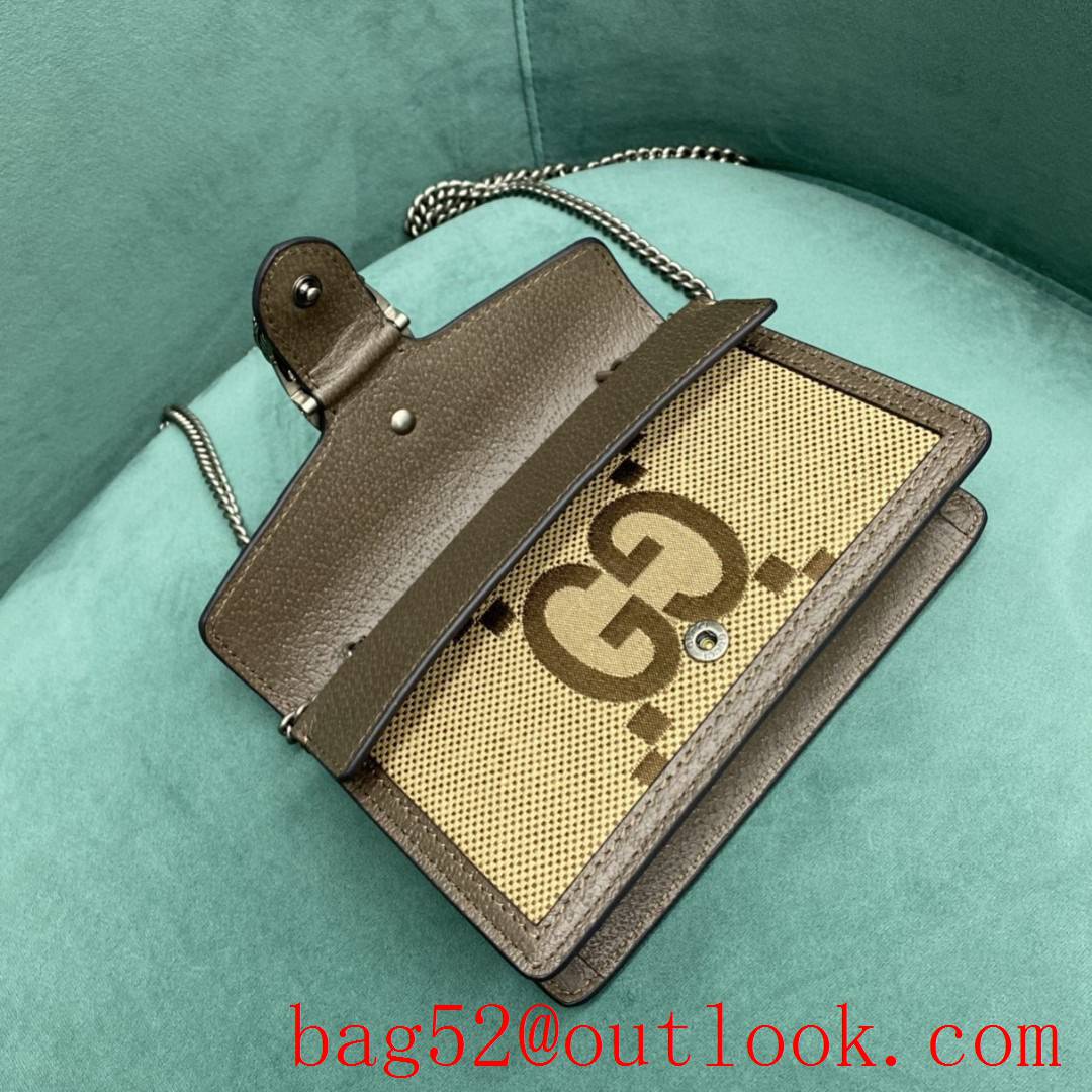 Gucci Mini Dionysus Jacquard Brown supermini camel shoulder women's handbag