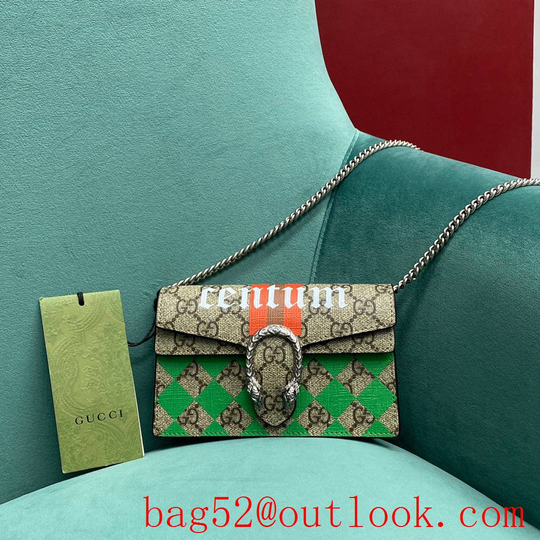 Gucci Dionysus supermini Multipurpose lychee pattern green shoulder women's handbag