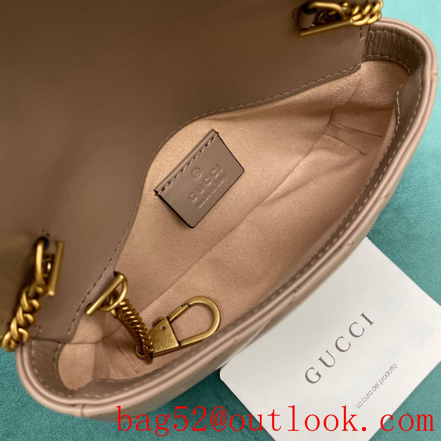 Gucci light pink double GG mini nanomarmont chain shoulder handbag