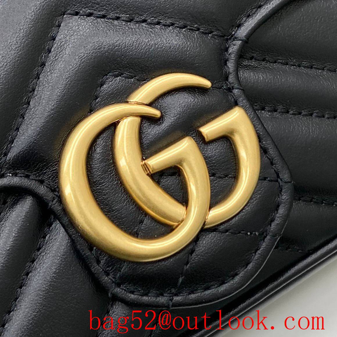 Gucci black double GG mini nanomarmont chain shoulder handbag