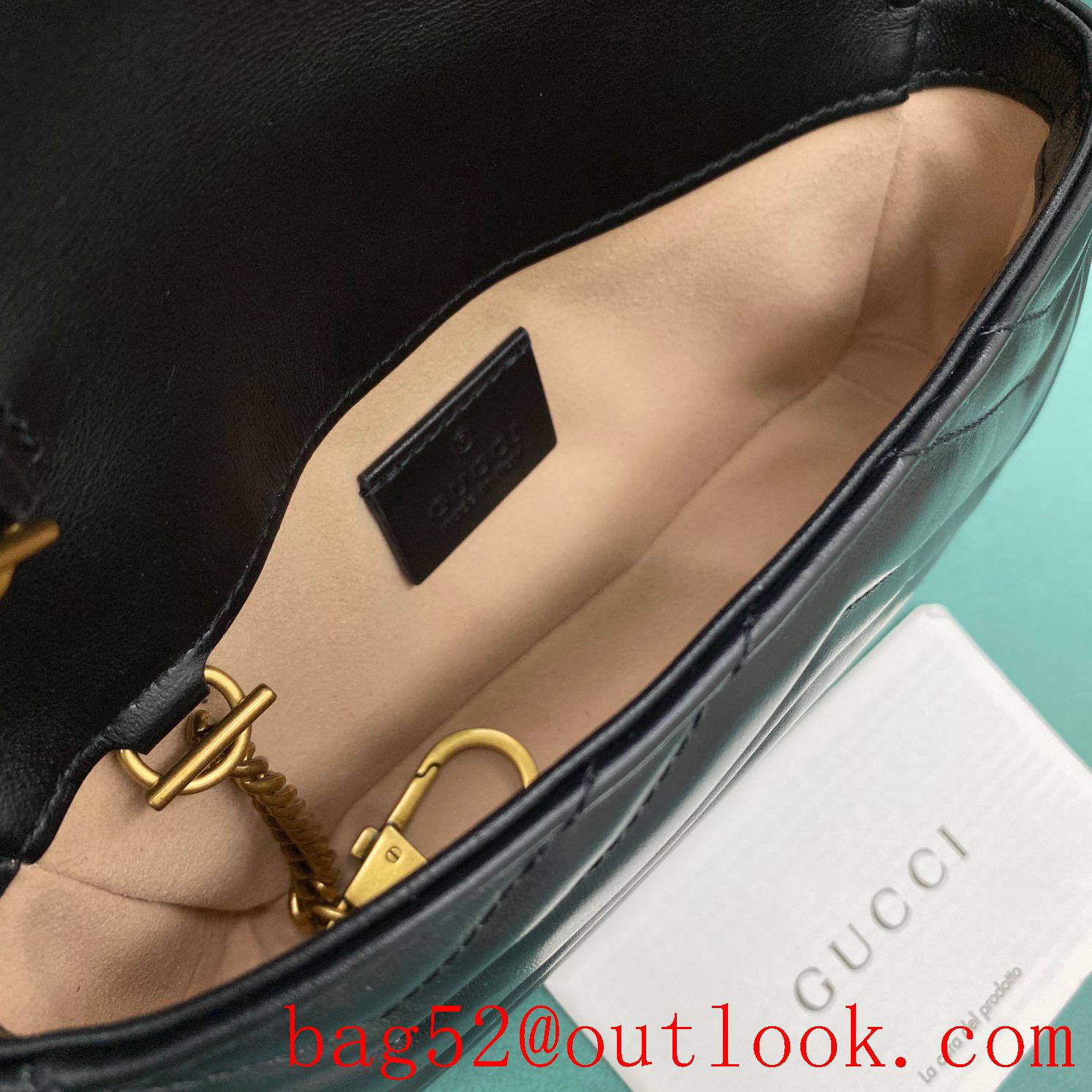 Gucci black double GG mini nanomarmont chain shoulder handbag