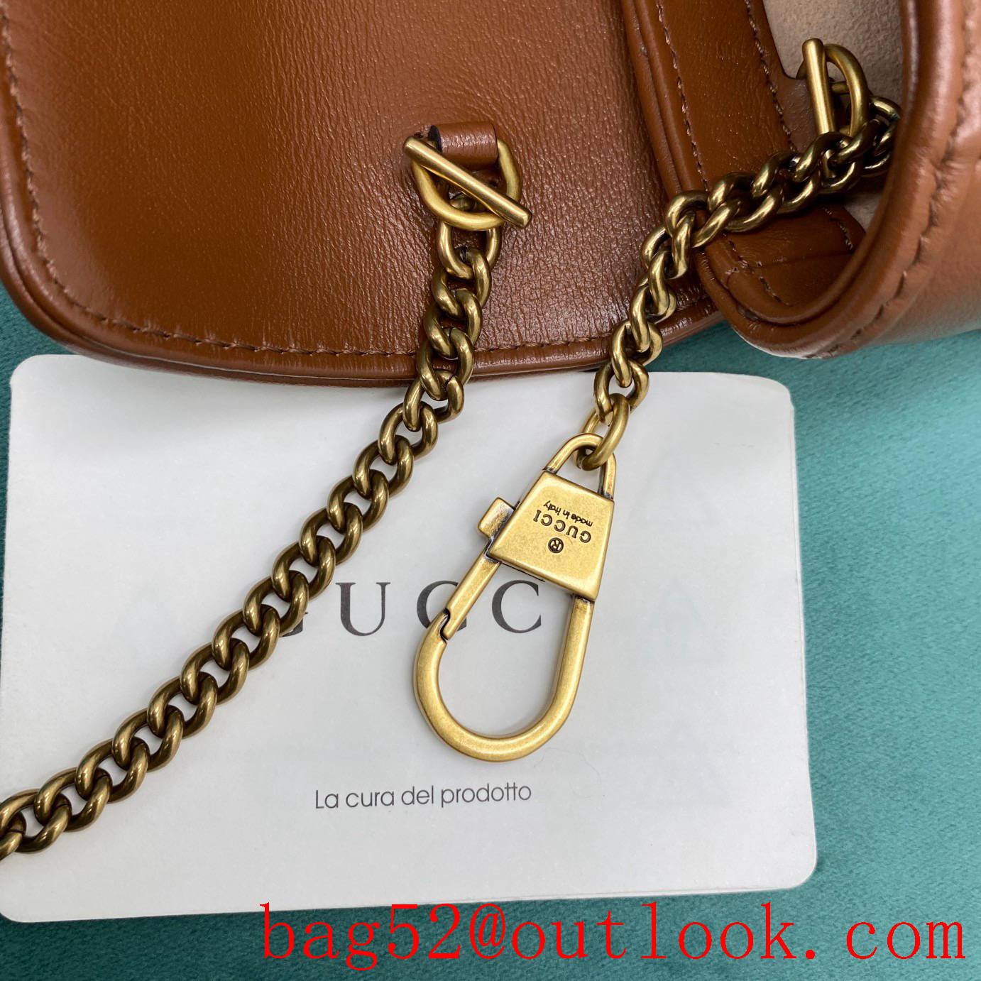 Gucci dark brown double GG mini nanomarmont chain shoulder handbag