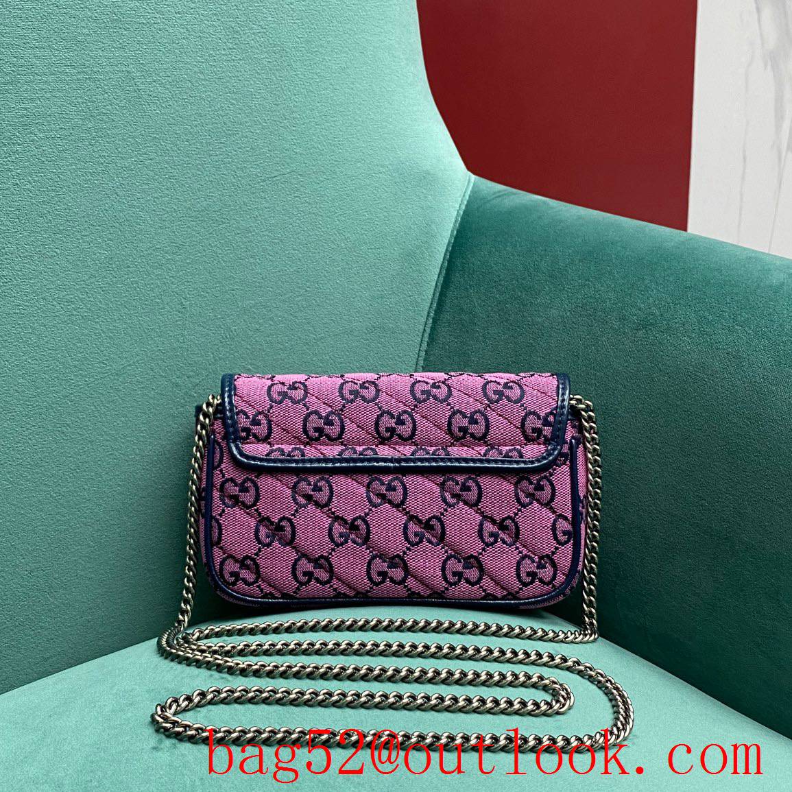 Gucci GG Nanomarmont Original Leather purpule Sliver buckle chain shoulder handbag