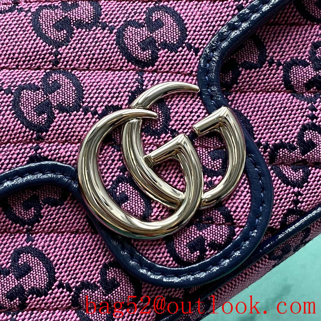 Gucci GG Nanomarmont Original Leather purpule Sliver buckle chain shoulder handbag