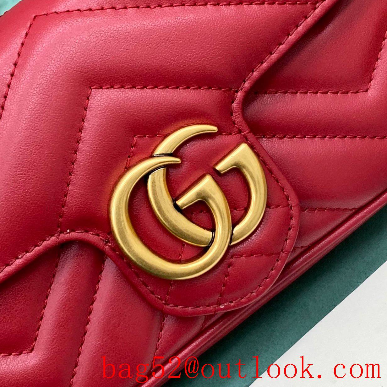 Gucci rose red double GG mini nanomarmont chain shoulder handbag