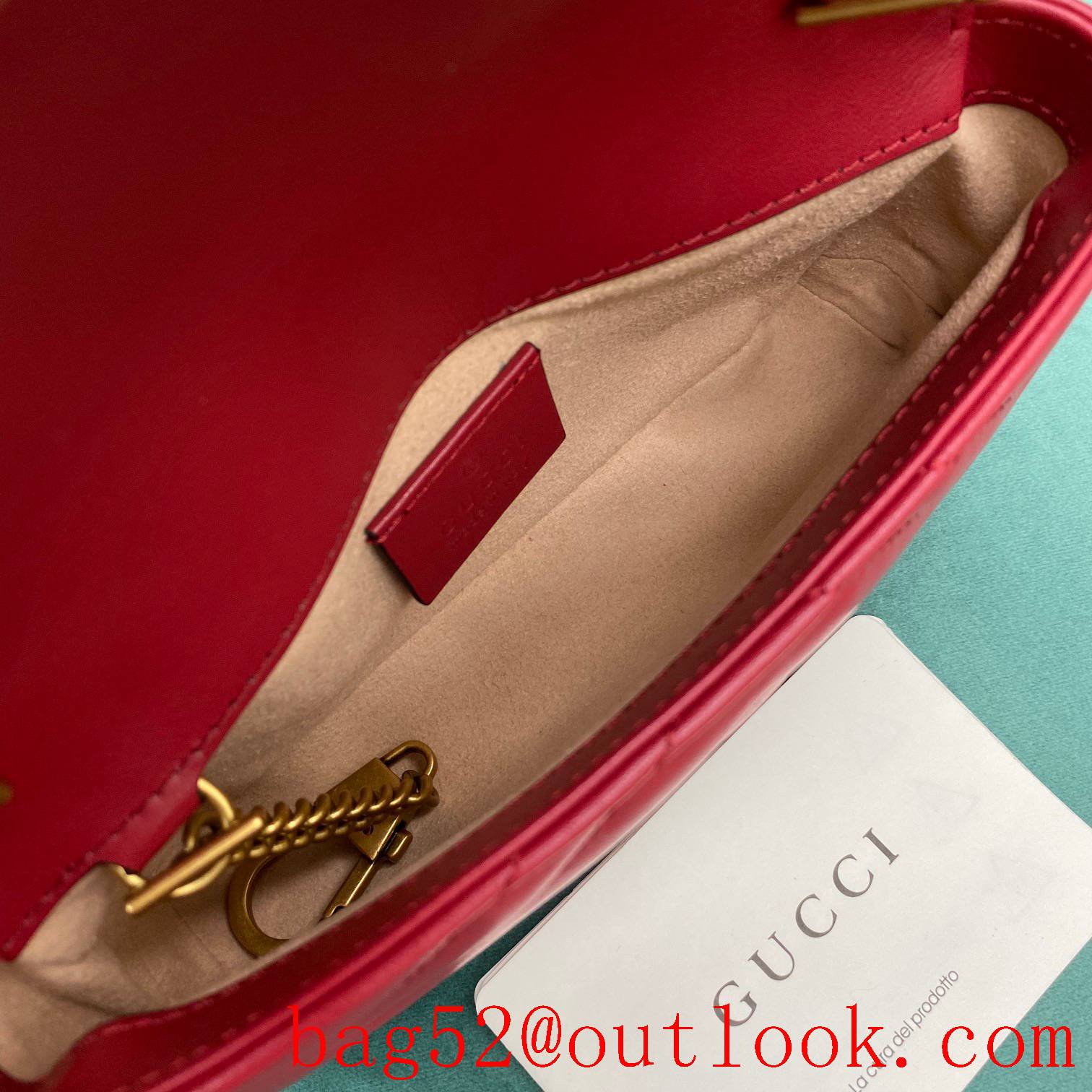 Gucci rose red double GG mini nanomarmont chain shoulder handbag