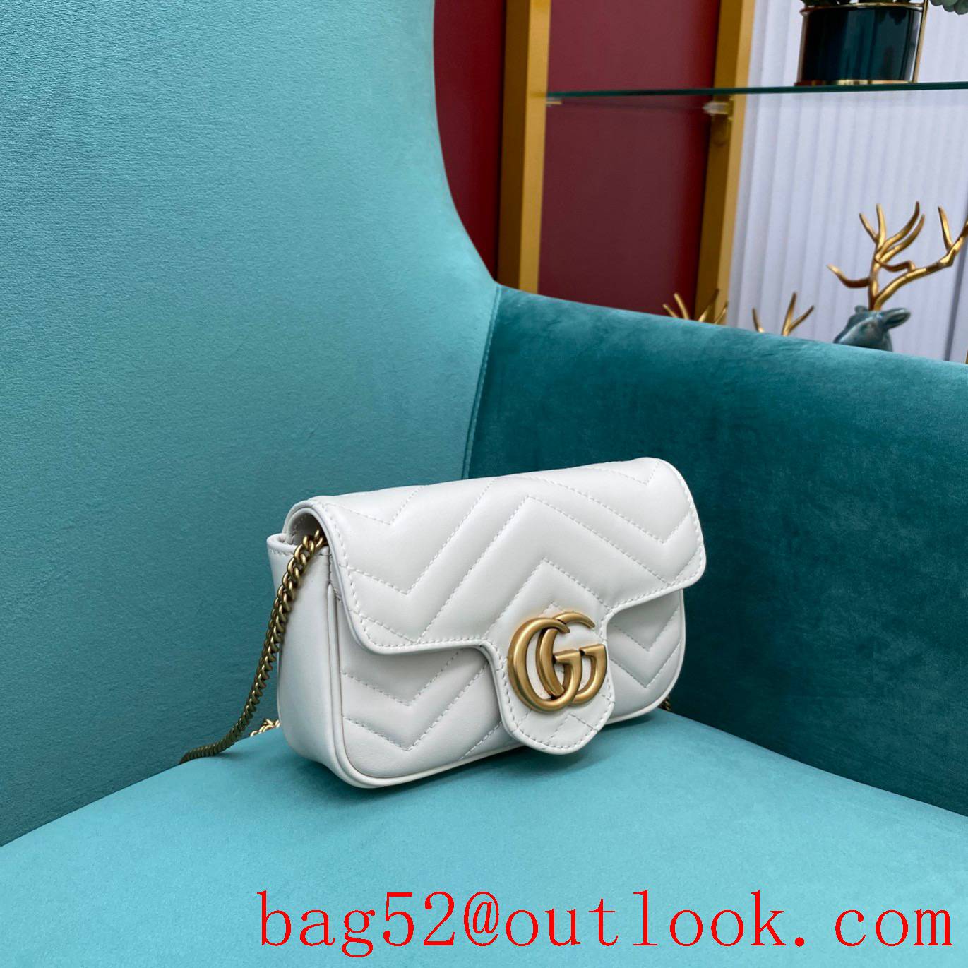 Gucci white double GG mini nanomarmont chain shoulder handbag